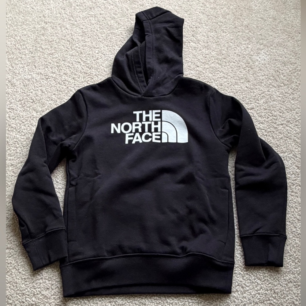 The North Face Kids Black Hoodie with White Logo